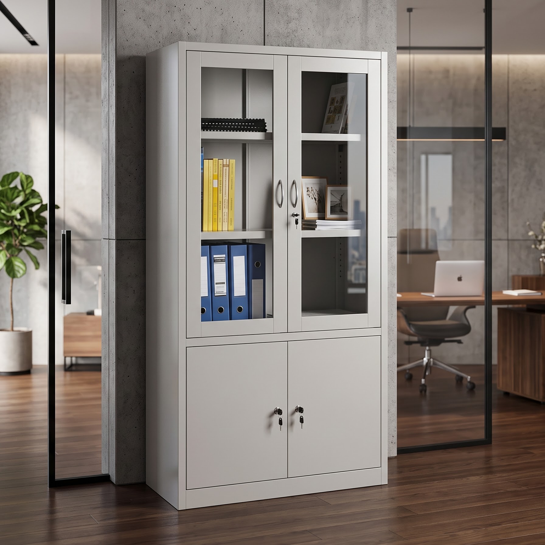 Tủ sắt cánh kính đựng hồ sơ TS03