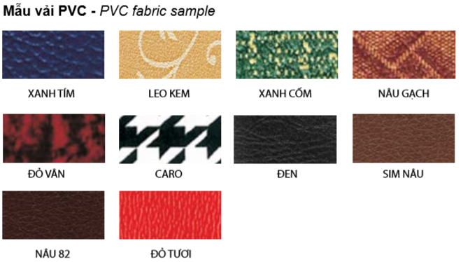 Bảng mã màu vải PVC