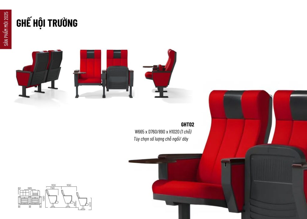 Ghế hội trường khung thép GHT02