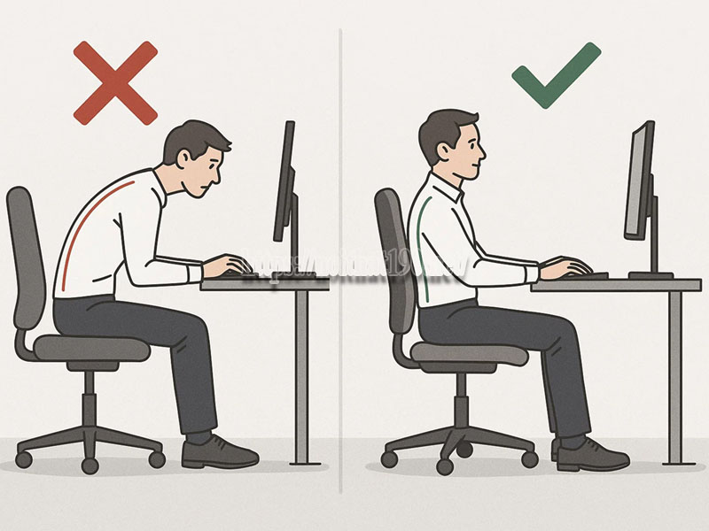 cải thiện tư thế ngồi trên ghế văn phòng