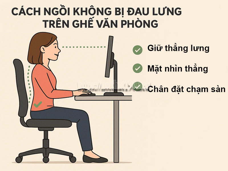 cách ngồi không bị đau lưng trên ghế văn phòng