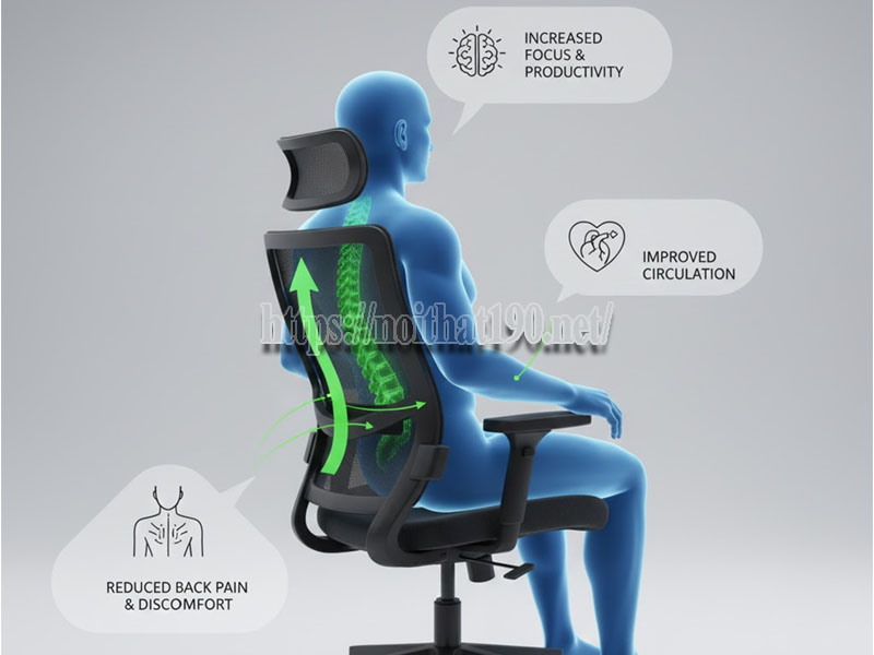 Lợi ích khi sử dụng ghế công thái học