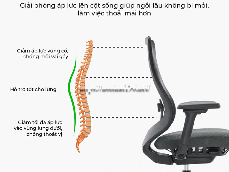Ghế công thái học 190 giảm đau lưng như thế nào