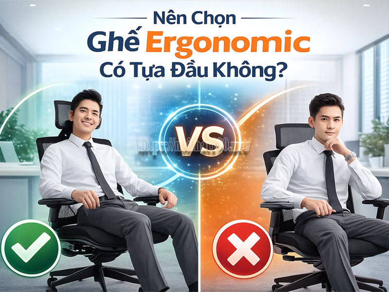 Nên chọn ghế ergonomic có tựa đầu không