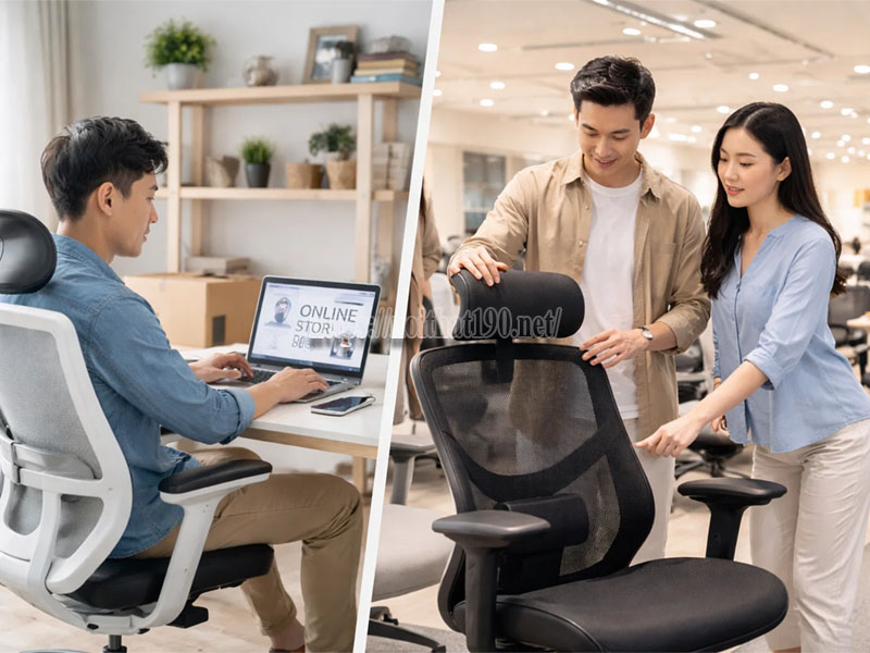 nên mua ghế ergonomic online hay ra showroom