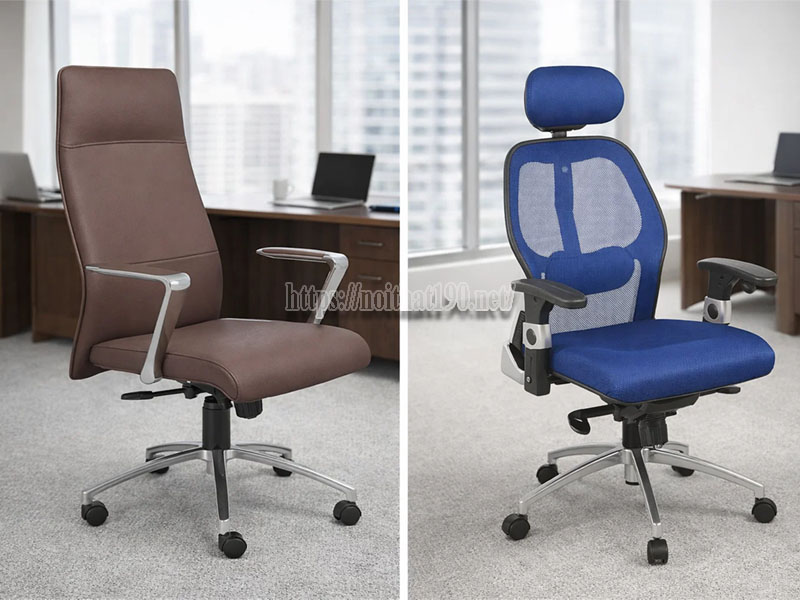 so sánh ghế lãnh đạo da và lưới
