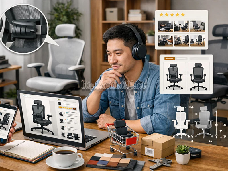 kinh nghiệm mua ghế công thái học online