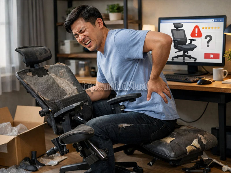 rủi ro khi mua ghế công thái học qua mạng