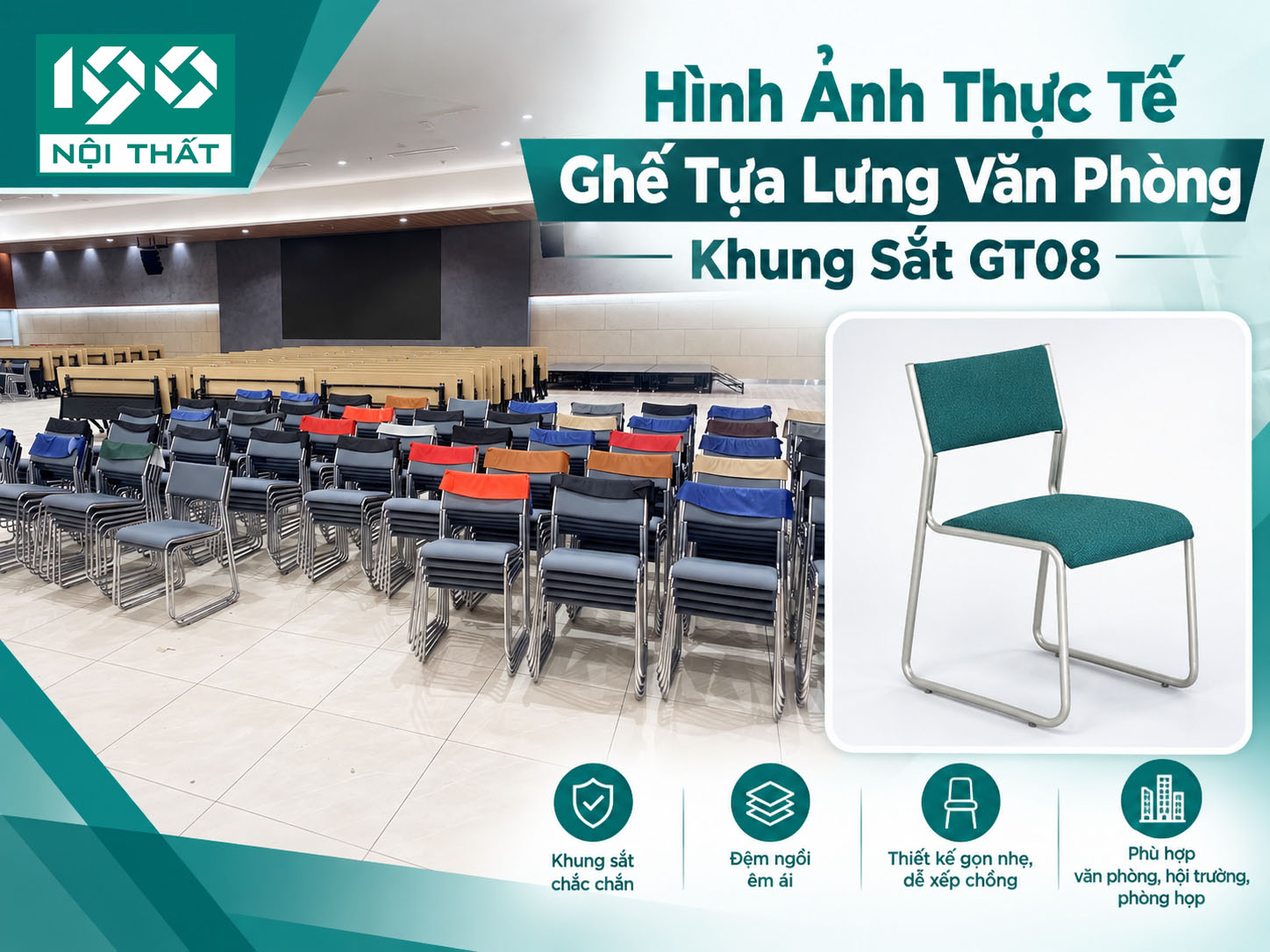 Hình Ảnh Thực Tế Ghế Tựa Lưng Văn Phòng Khung Sắt GT08