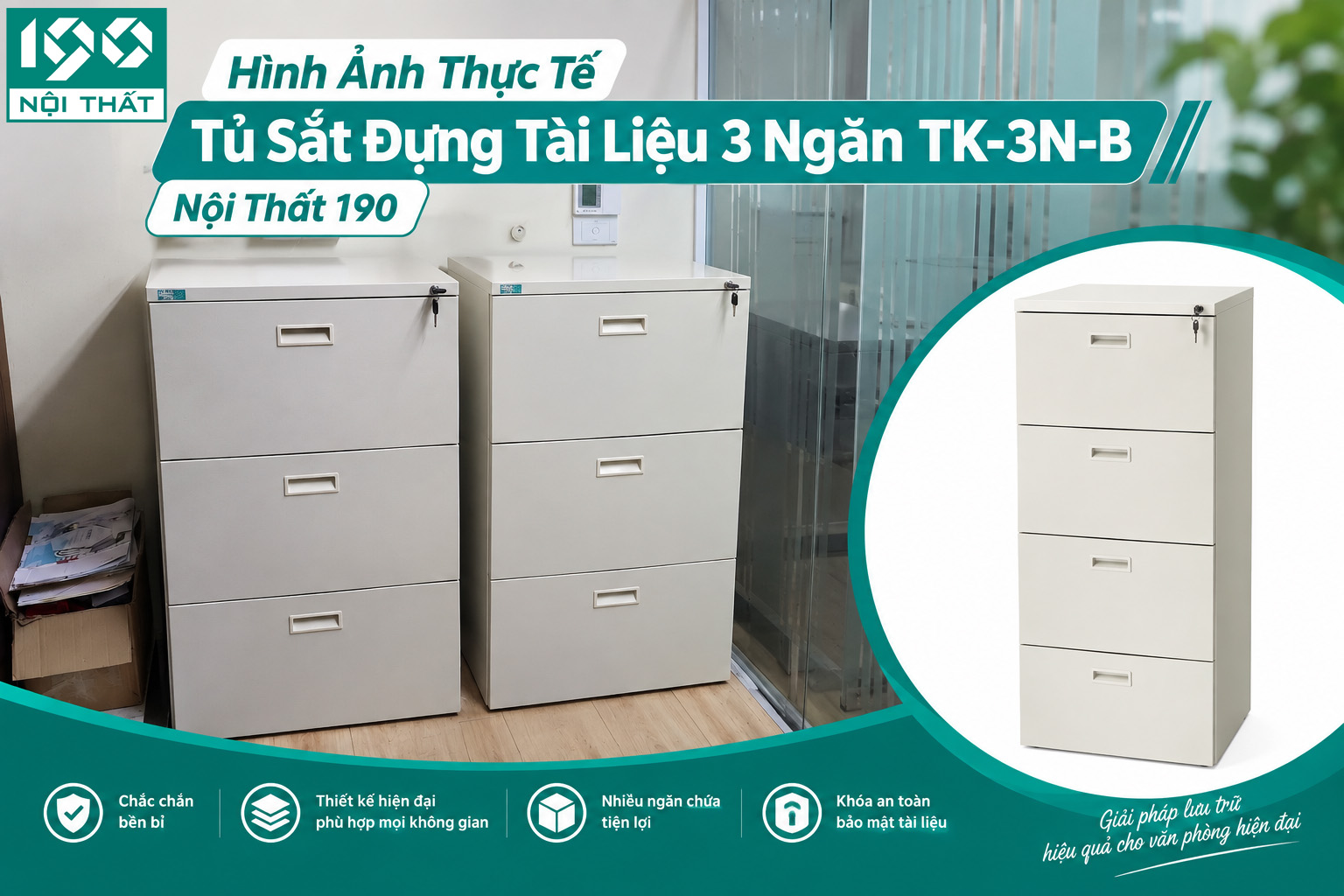 Review Hình Ảnh Thực Tế Tủ Sắt Đựng Tài Liệu 3 Ngăn TK-3N-B