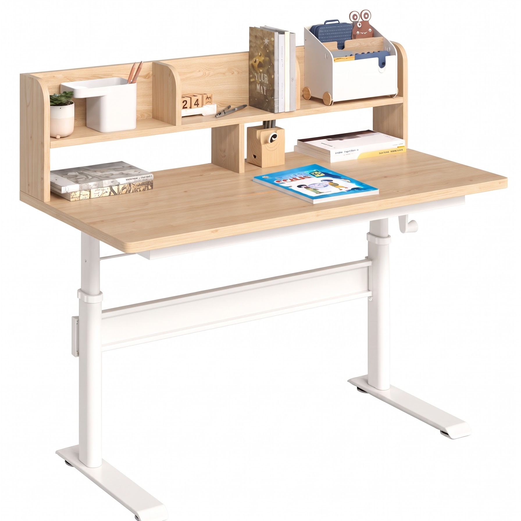 Bàn học nâng hạ liền giá sách BHS262B