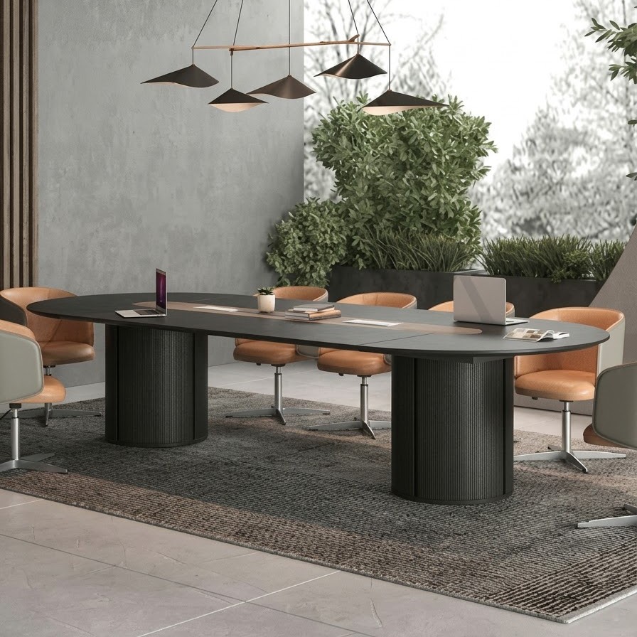 Bàn họp oval chân trụ tròn BT01-2