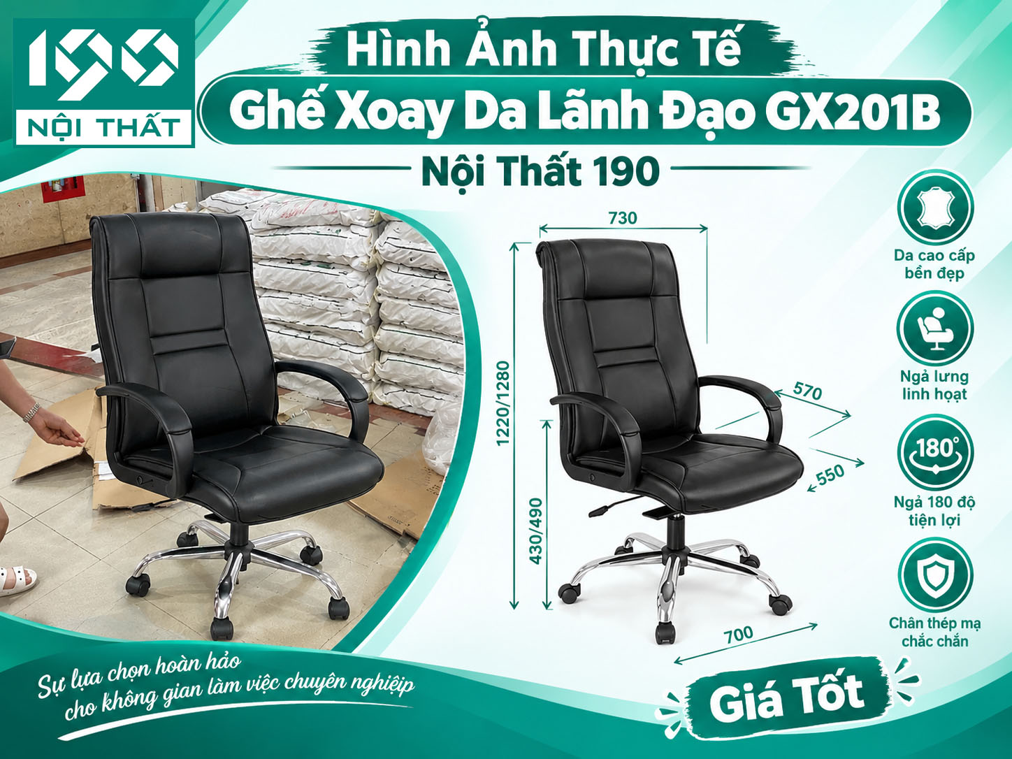 Hình Ảnh Thực Tế Ghế Xoay Da Lãnh Đạo GX201B